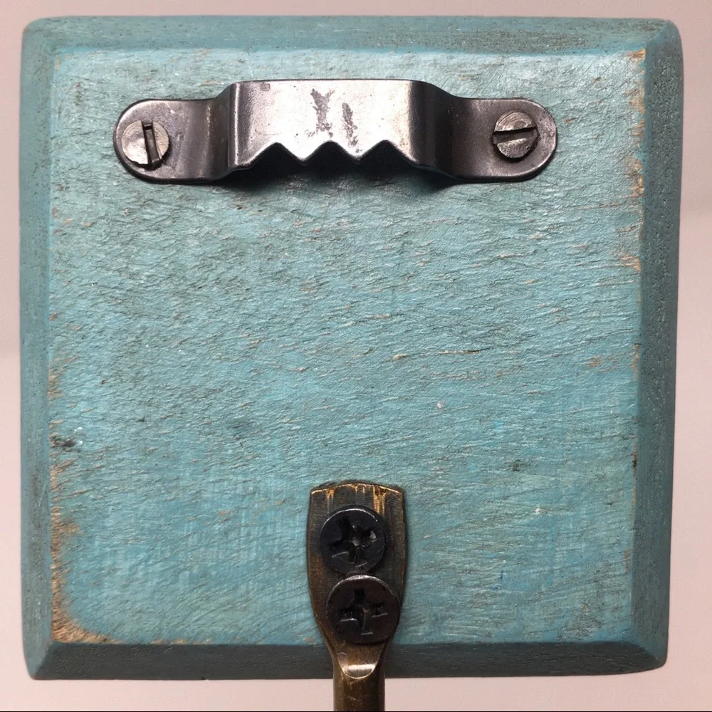 Pair of Victorian Inspired Square Turquoise Gold Paisley and Skeleton Key Hooks